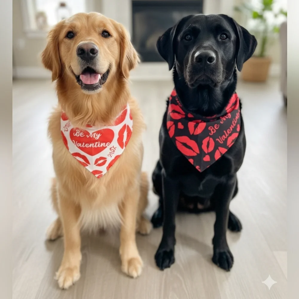 Peutier NWOT 4 Pack Valentine's Day Themed Pet Dog Bandanas- One Size